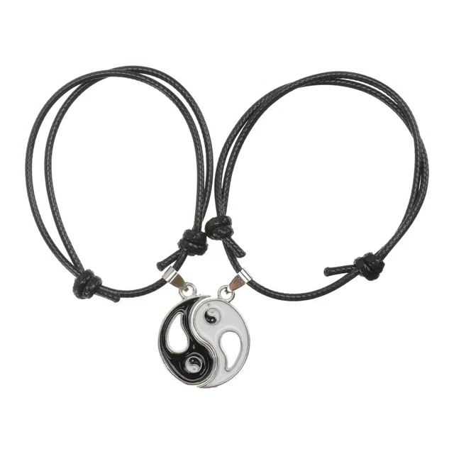 Bracelets Couples Personnalisables - Corde Ajustable Avec Plaque Gravée En Acier, Cadeau Amour