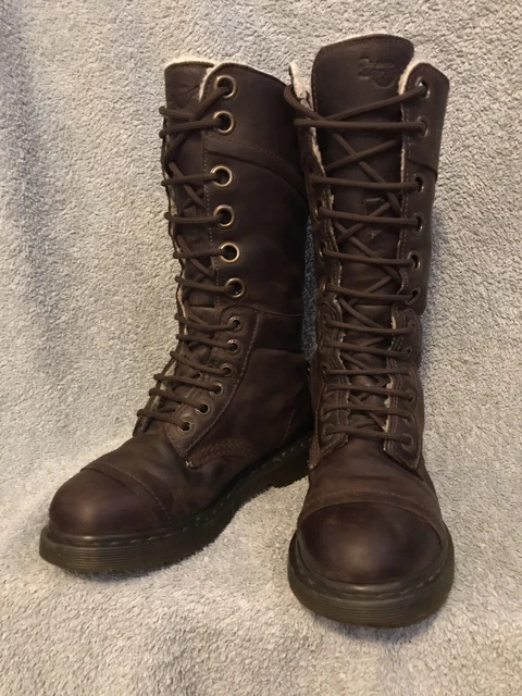 GENUINE DR MARTENS 12108 Triumph 1914 Brown Leather Shearling