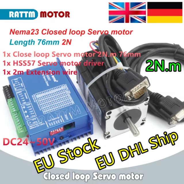 〖EU〗Nema23 Closed Loop Servo Motor 2N.m 57x76mm CNC Kit Stepper Driver DC24-50V