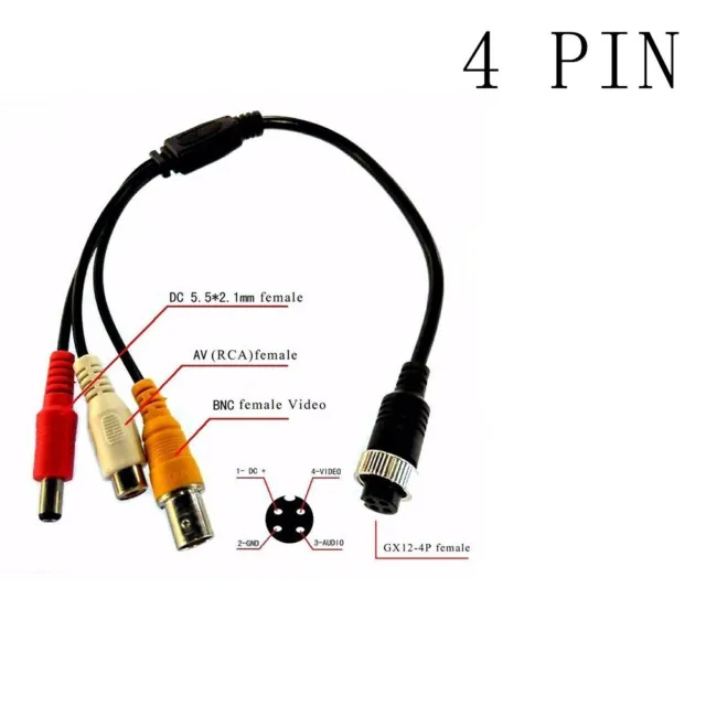 Plug and Play 4 Pin Aviation to BNC RCA Cable for CCTV Video Recorders
