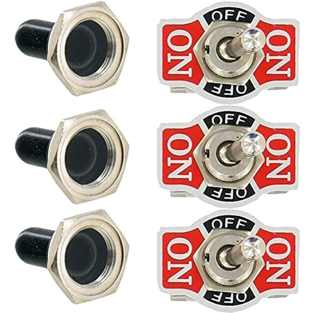 Etopars 3 X Heavy Duty 20A 125V 15A 250V SPDT Terminal Pin ON/OFF/ON Rocker Cap