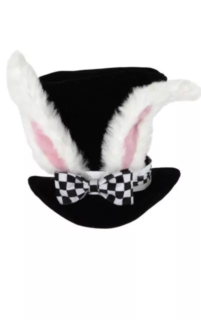 ALICE WHITE RABBIT Top Hat Adult Costume Ears Bunny Mad Hatter NEW £7. ...