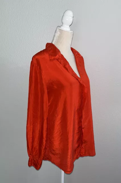 Forte Forte La Seta Orange Habotai 100% Silk Blouse Shirt Split Back Size 2 US 6