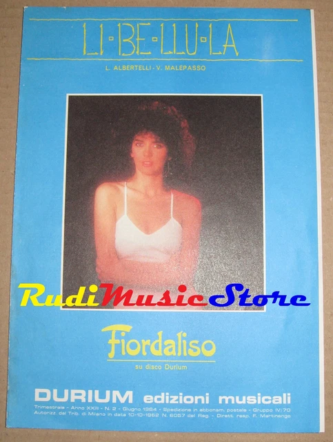 Li Be FIORDALISO LIBELLULA LI-BE-LLU-LA RARO SPARTITO SINGOLO no cd lp dvd mc ...