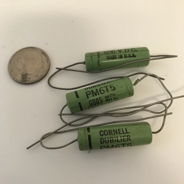 3) CDE .0001 MFD 600 VDC Greenie VINTAGE Cornell Dubilier