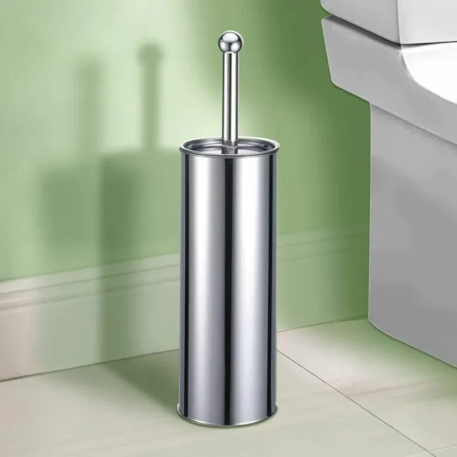 Set of 2 Stainless Steel Bathroom Toilet Cleaning Brush & Holder Free Standing