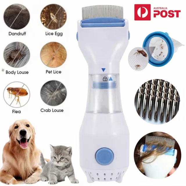 Electric Anti Flea Pet Comb Head Lice Remover Dog Cat Control Tick Clean Safe AU