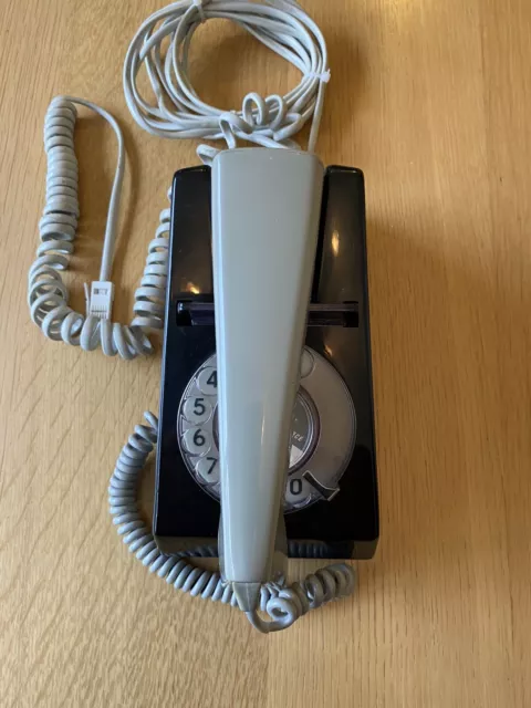 Vintage 1970's Rotary Trim Phone  in black & grey