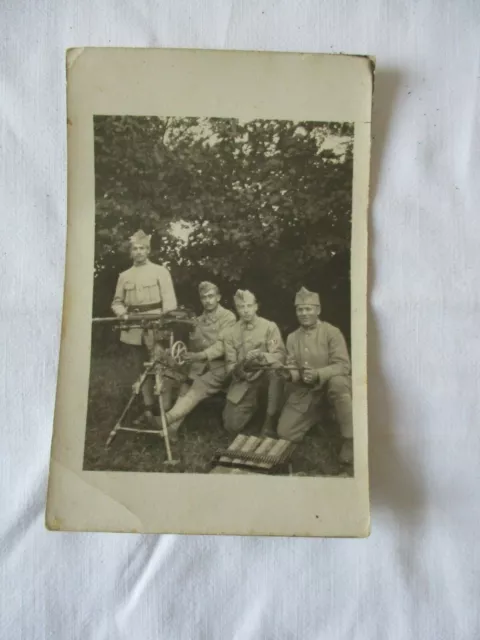 Cpa Photo Militaire 4 Soldats A La Mitrailleuse