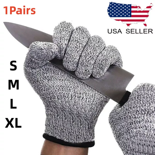 1 Pair Safety Cut Proof Stab Resistant Butcher Gloves Kitchen Level 5 Protection