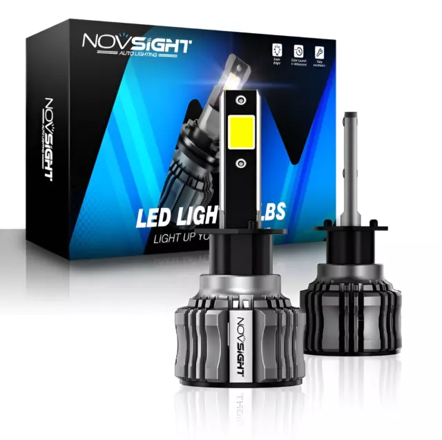 NOVSIGHT LED Headlight Bulbs H1 Halogen Xenon Replace 6500K 15000LM Perfect Beam