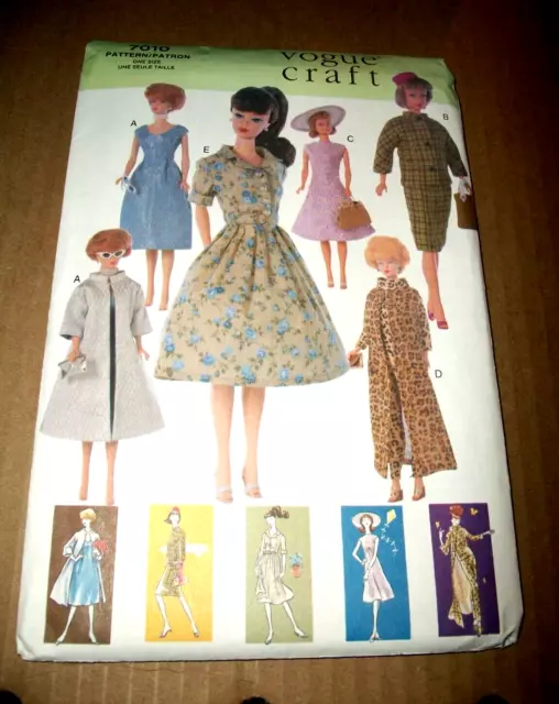 Vogue Pattern 11 & 1/2" Barbie Doll Size 1960'S Era Clothes 7019 Uncut 1999