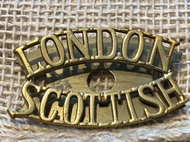 London Scottish Shoulder Title Post 1915 WW1 ANTIQUE