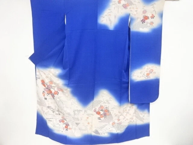 85931# Japanese Kimono / Antique Furisode / Kiku Maple