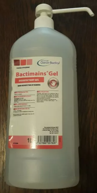 1 Flacon de 1 LITRE de GEL Hydro Désinfectant BACTIMAINS Gel avec Pompe Doseuse