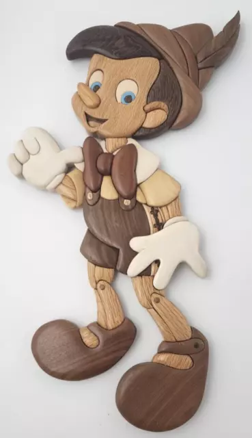 Walt Disney Pinocchio Intarsia Wood Art Wall Sculpture Pinocchio RARE NEW