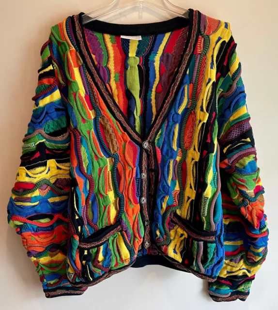 COOGI Australia 3D Textured Knit Sweater, Multicolored, Large Biggie - Superb!