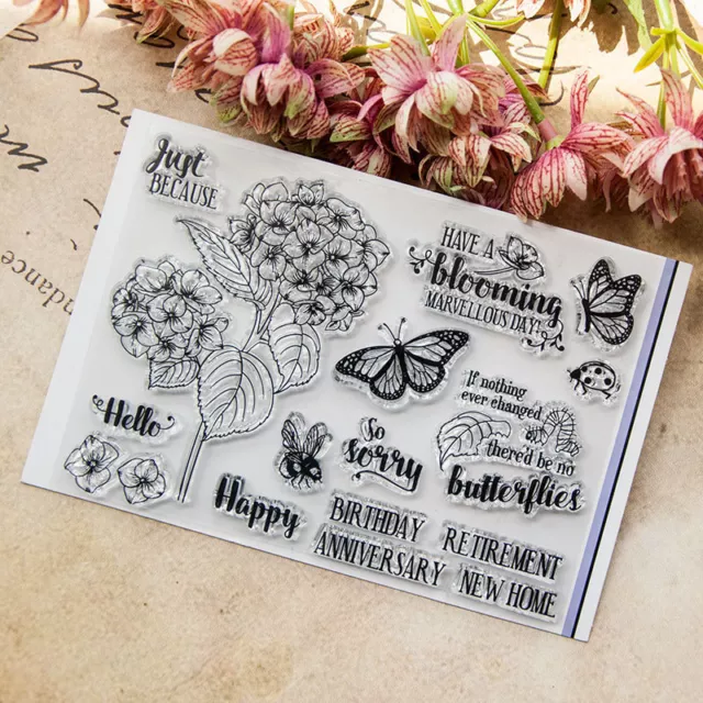 Butterfly Flowers Silicone Clear Stamp Scrapbooking Embossing Card Album Craft
