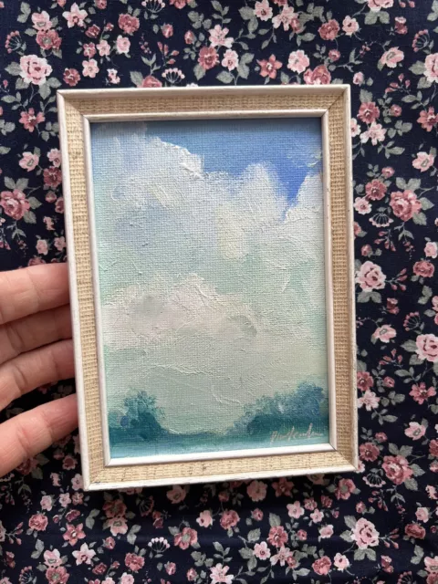 Original Schabby Paintings Sky Vintage Old Frame Antique Sea Wood Small