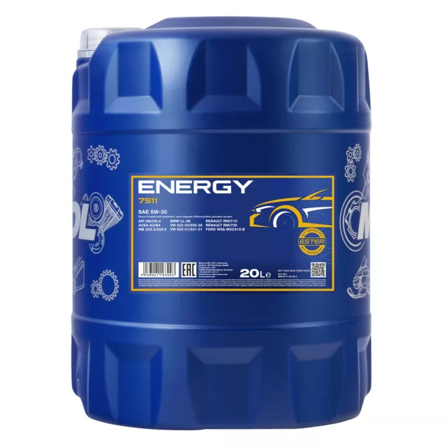 5W30 L'Huile De Moteur 20 Litre Original Mannol Énergie Mb229 5w-30