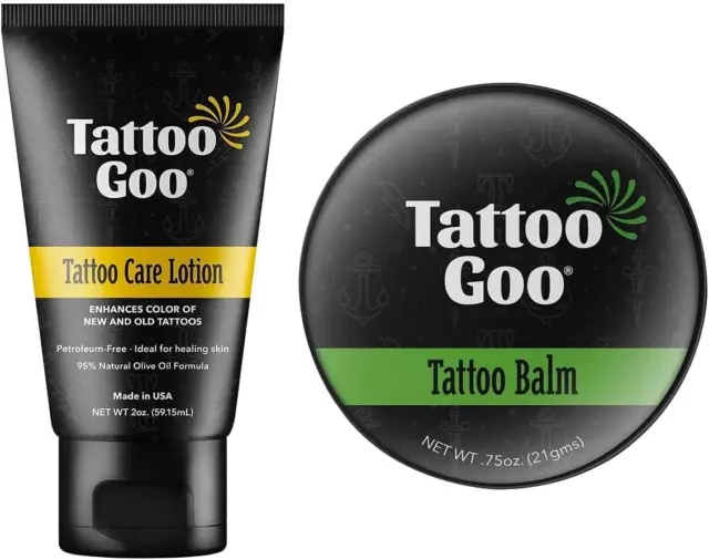 Tattoo Goo Tattoo Balm and Tattoo Care Lotion Bundle, 3/4 Ounce Tin and 2 Ounce