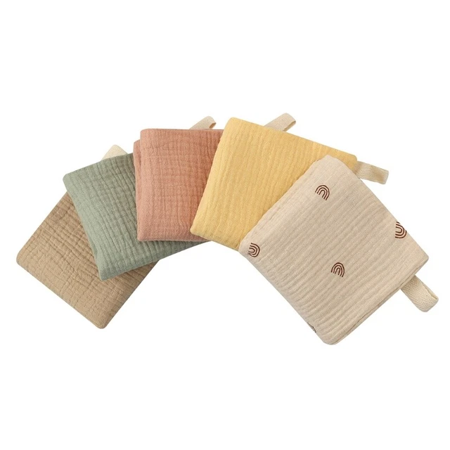 Baby Washcloths 5 Pack Natural Muslin Cotton Face Towels 9x9inches