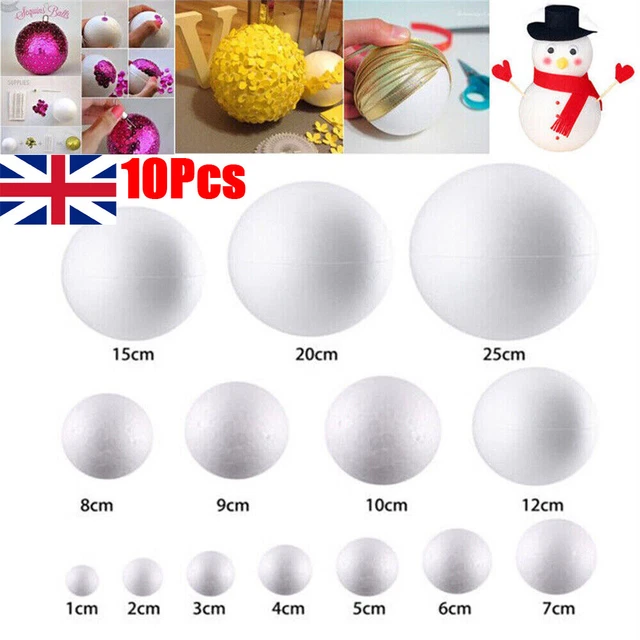 10Pcs/Set Foam Balls Round White Polystyrene Sphere Art Craft Diameter 5-10cm