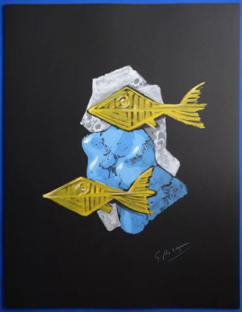 Georges BRAQUE : Le Dieu du fleuve - LITHOGRAPHIE SIGNEE # ARCHES # Poisson