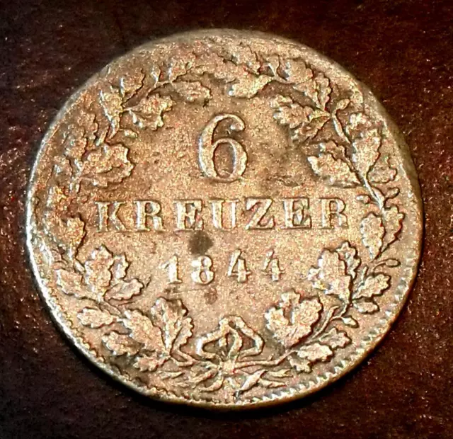 Württemberg, 6 Kreuzer 1844