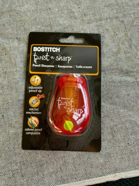 Bostitch Twist n Sharp Pencil Sharpener, New, Red