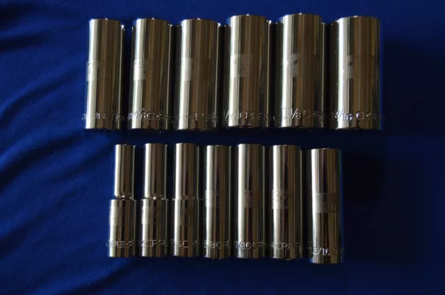Craftsman 13 PC 1/2" Dr. 12 PT Deep SAE 7/16" - 1-3/16" Laser Etched Socket 473