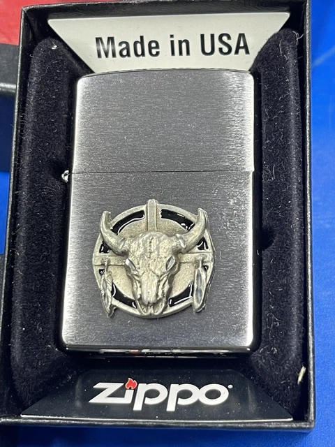 Zippo 2009 Cow Skull Dreamcatcher Pewter Emblem Lighter Unfired In Box V130
