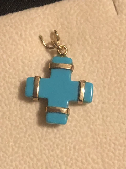 gold vintage turquoise cross pendant 14k gold vintage turquoise cross pendant 14k