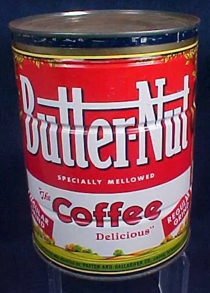 Vintage Butternut Coffee Tin with Lid Large Size Paxton Gallagher Omaha