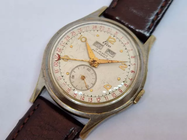 Orologio Vintage Elco Tripla Data cal Venus 203 da collezione
