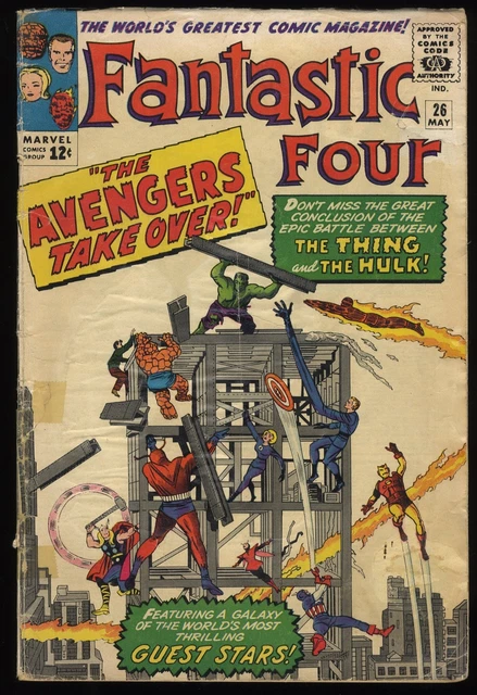 Fantastic Four #26 GD+ 2.5 Avengers Crossover! Thing! Marvel 1964