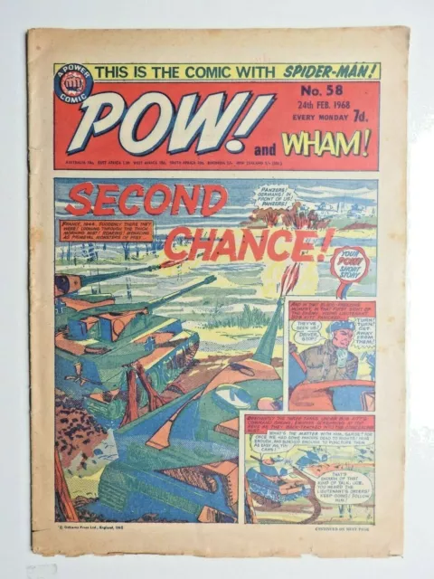 Pow! and Wham! comic No 58 - 24th Feb 1968 Spider-man Fantastic Four X-Men VG+