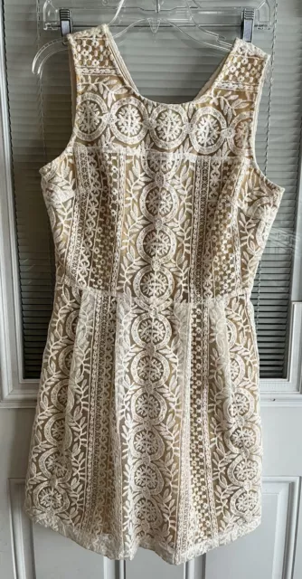 Altar’d State Dress Ivory Lace Nude Lined Back Zip Sleeveless New wTags $90 Sz M