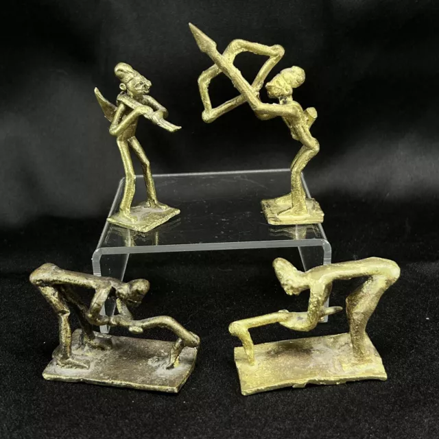 Vintage Set Of 4 WEST AFRICAN ASHANTI UPPER VOLTA Brass Bronze Tribal Figures