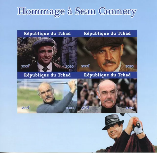 Chad People Stamps 2020 MNH Sean Connery Actors Celebrities Golf 4v IMPF M/S