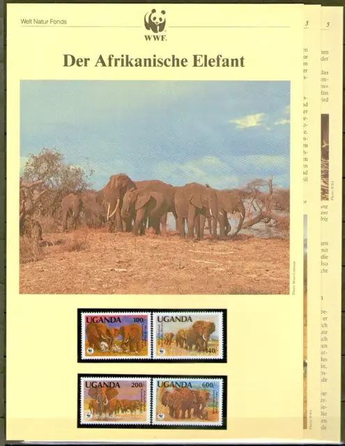 WWF 1991 Uganda Der Afrikanische Elefant Mi.Nr. 960-63 **/MNH und Beschreibung