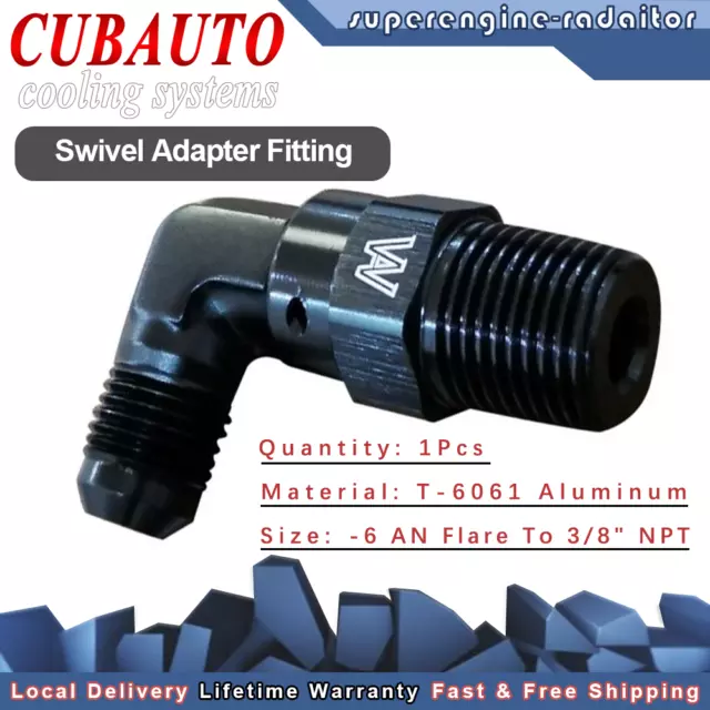 NEW 90 Degree -6 AN Flare To 3/8" NPT Male Swivel Fitting Adaptor Connector