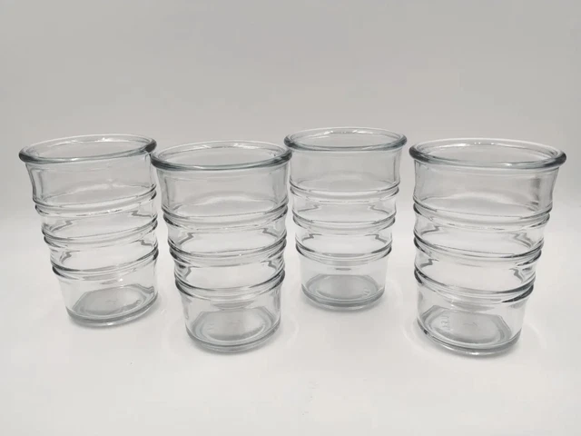Large Banded Ring Clear Glass Flat Tumblers Anchor Hocking  20 oz USA Set of 4