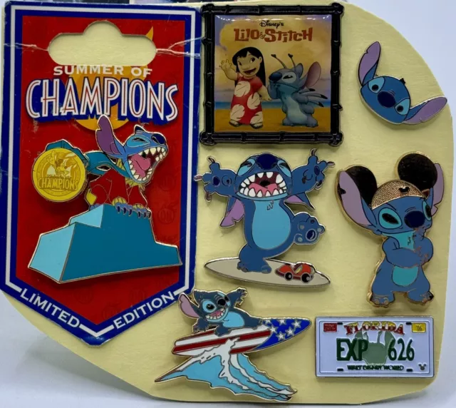 Vtg Disney Pin Lot ~ LILO AND STITCH ~ 7 pc Pins Set ~ WDW DLR HIDDEN MICKEY LE