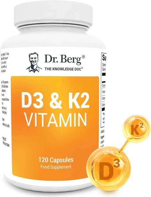 DR. BERG VITAMIN D3 K2 w/ MCT - Includes 2,000 IUs of 120 count (Pack 1 ...