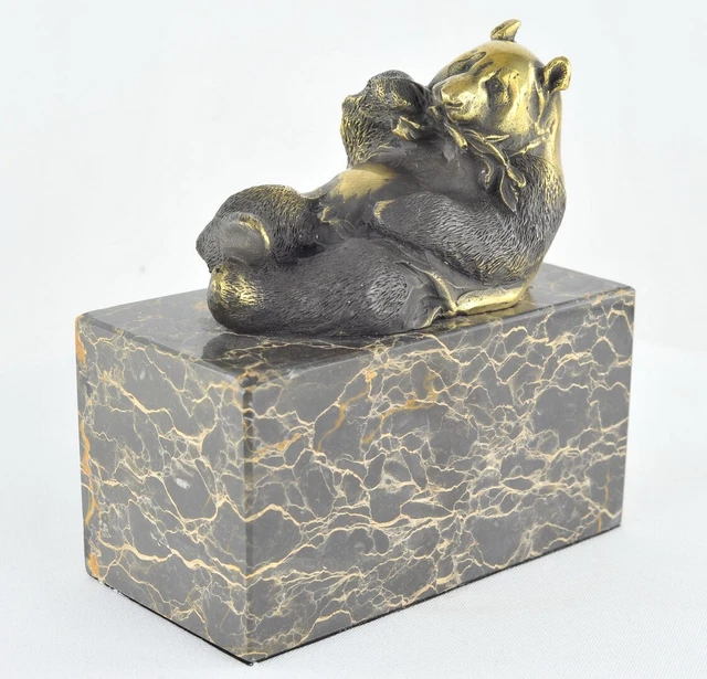 Estatua Panda Fauna Art Deco Estilo Art Nouveau Estilo Bronce sólido Firmado
