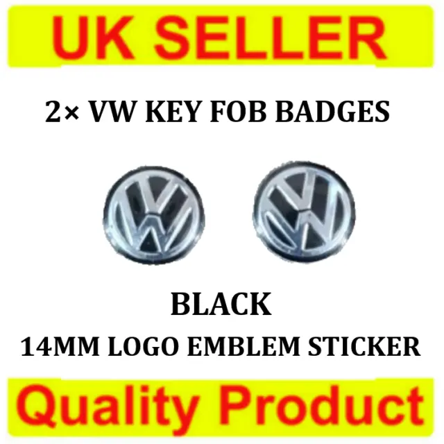 X2 VW BLACK key Fob Badge Sticker 14mm £2.95 - PicClick UK
