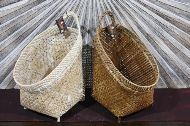 NEW BALINESE HAND WOVEN BAMBOO / RATTAN OPEN BASKET Large