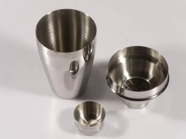 Prl) Shaker Cocktail Cobbler Acciaio Inox Cromato Kit Barman Vintage Anni '80 2