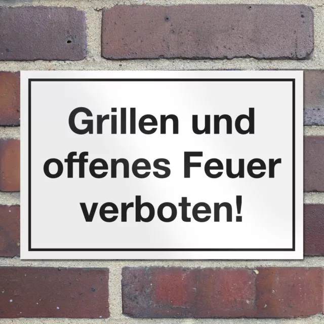 WANDKINGS Hinweisschild "Grillen und offenes Feuer verboten!" Sicherheit